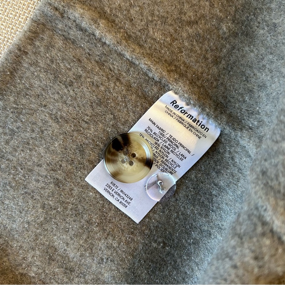 NEW Reformation Wyatt Wool Double Faced Coat - Stone Beige - Picture 10 of 13